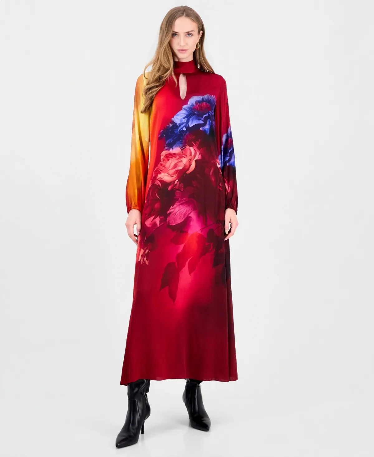 Alana Floral Maxi Mock Neck Dress by Elie Tahari