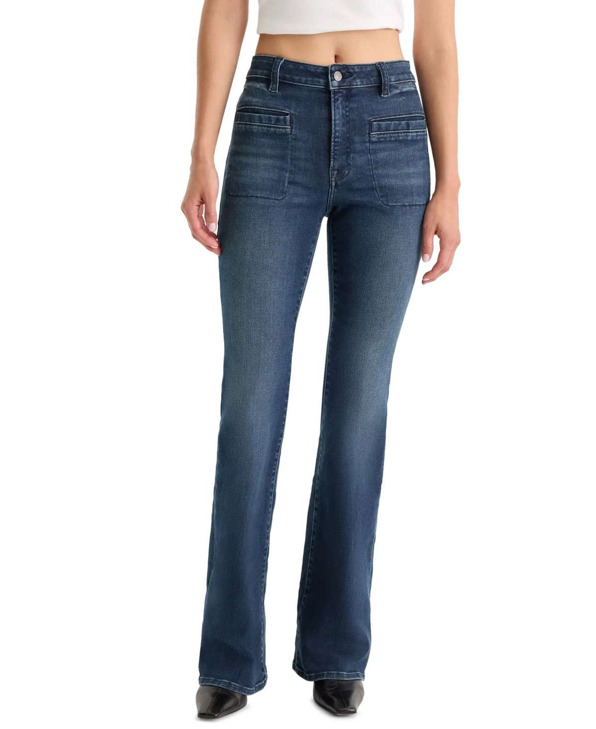 Good SoftTech Mid-Rise Flare Dark Rinse Jeans