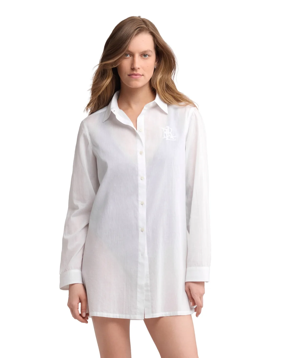 Lauren Ralph Lauren Logo Embroidered V-Neck Shirt Cover-Up by Ralph Lauren