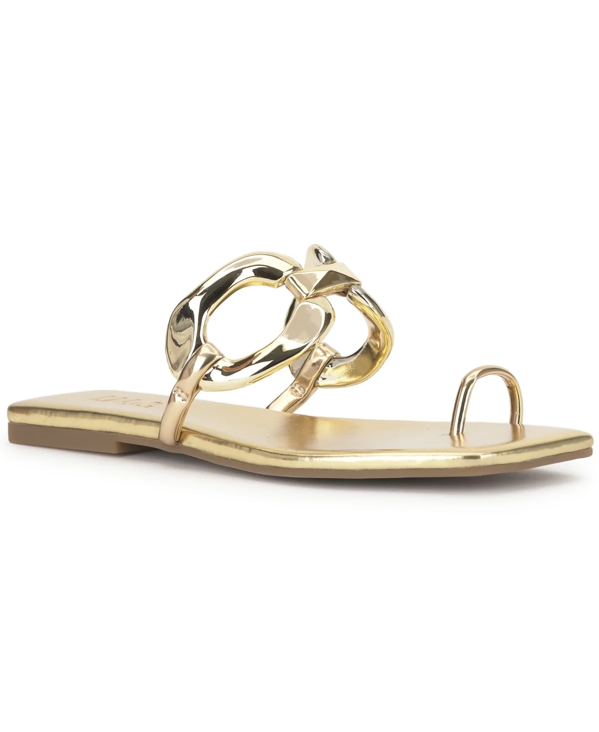 Yemri Square Toe Slip-Resistant Chain Detail Flat Sandals by INC International Concepts