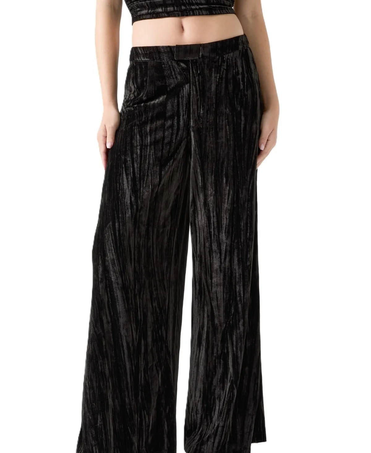 Arlowe Wide-Leg Velvet Pull-On Pants by GUESS