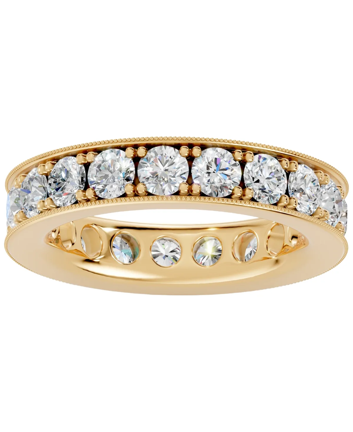 Diamond Round-Cut Full Eternity Band Milgrain Ring (3 ct. t.w.) in 14k White, Yellow, Rose Gold or Platinum