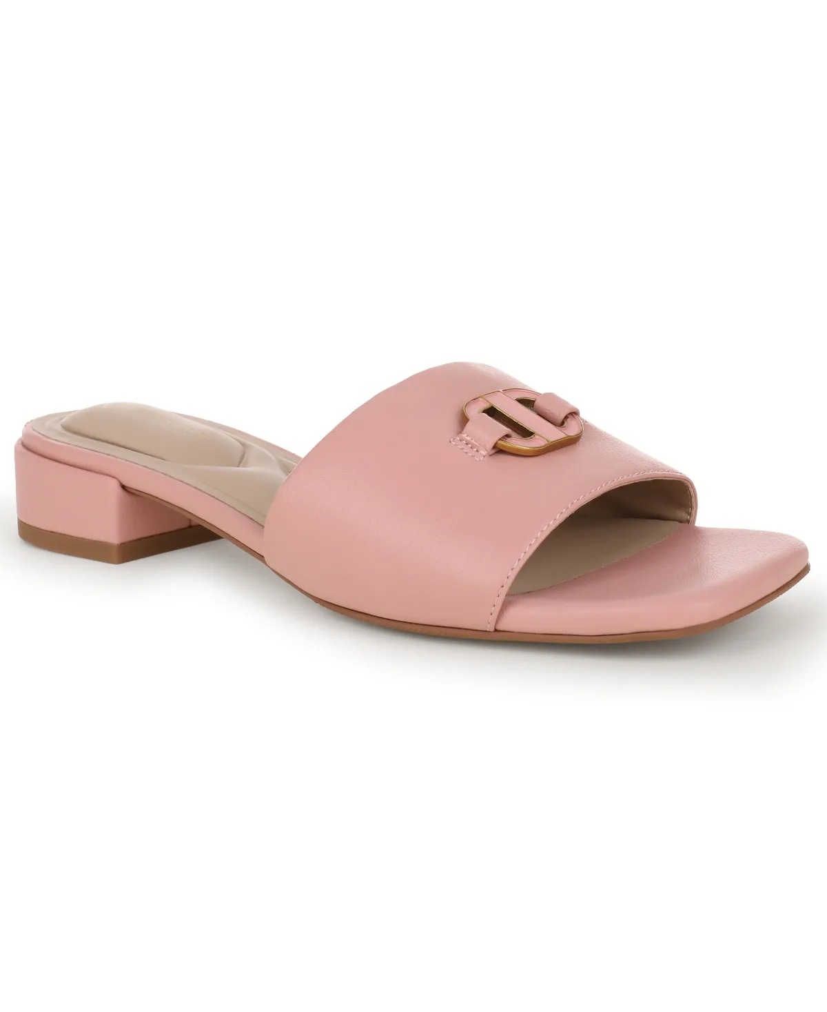 Tishah Square Toe Faux Leather Flat Sandals by Giani Bernini