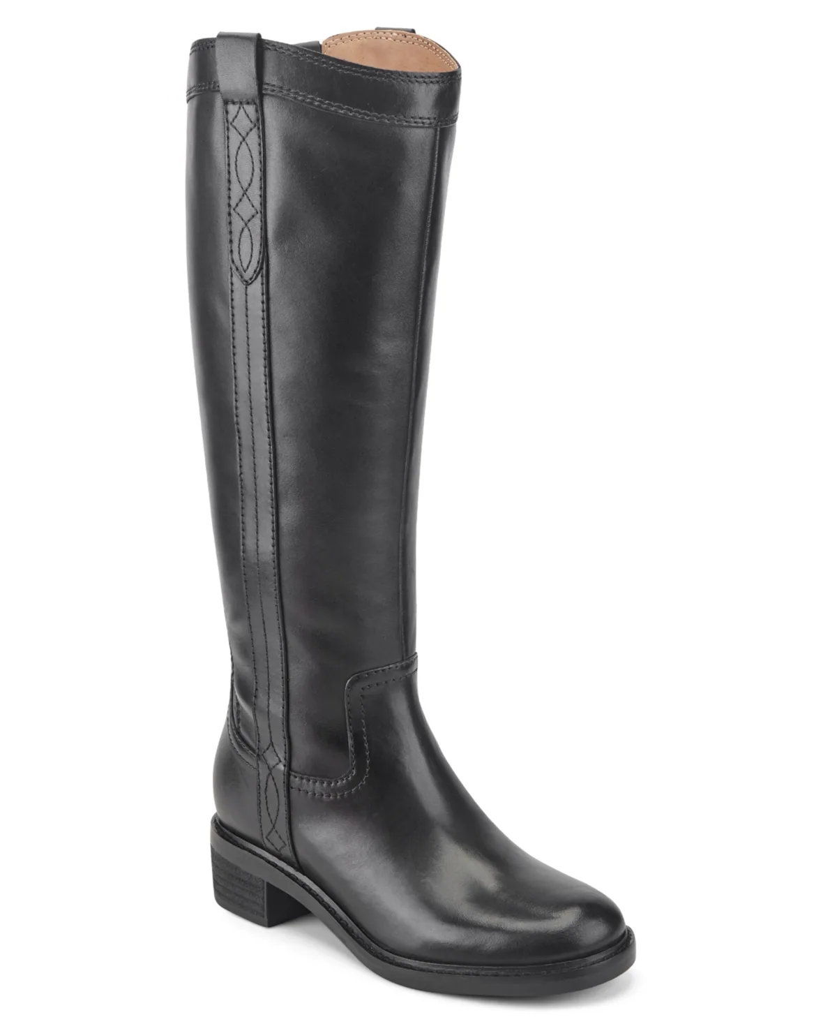 Derran Riding Arch Support Knee High Boots - Black Leather