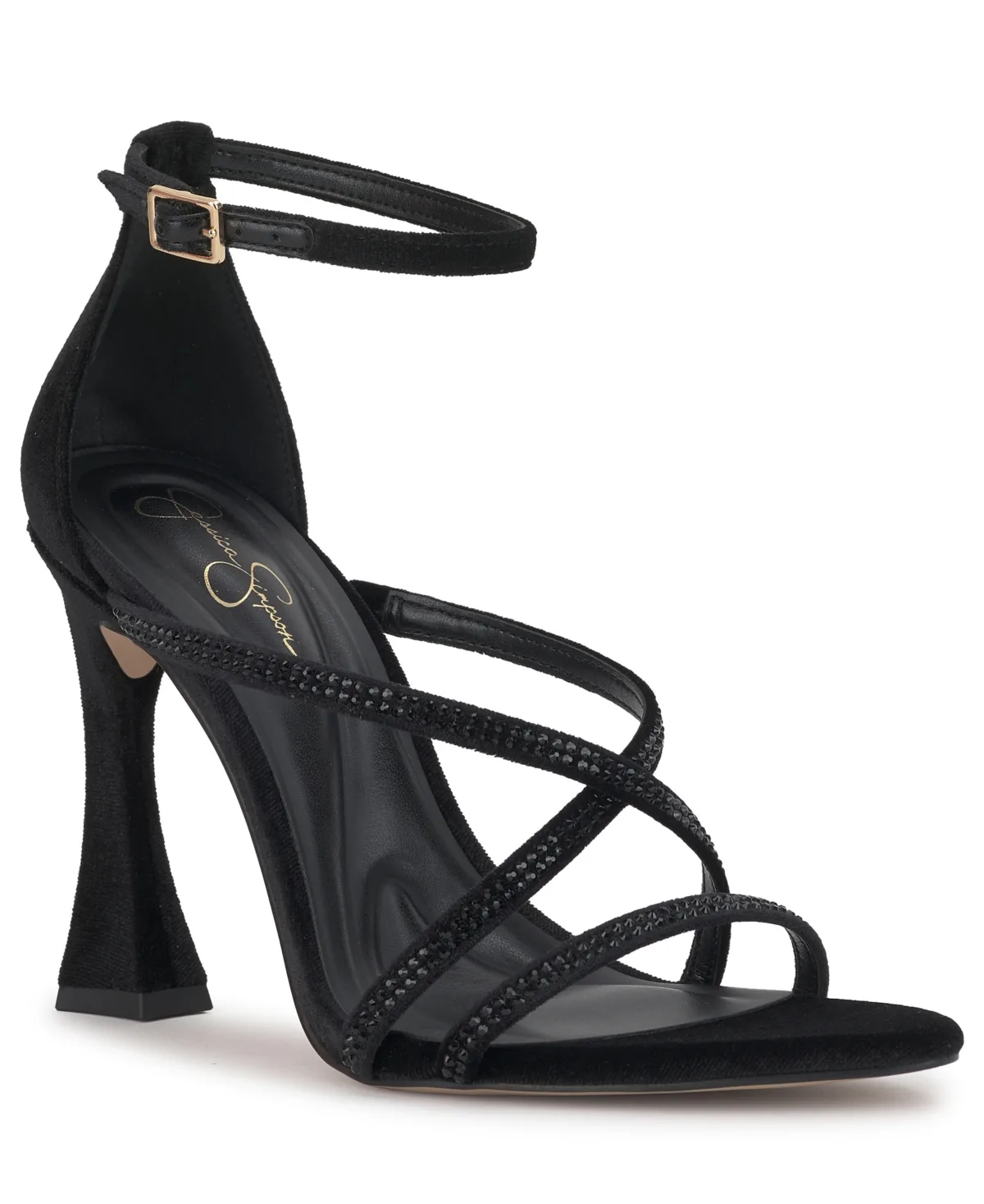 Kaliye Strappy Rhinestone Dress Sandals - Black Velvet by Jessica Simpson