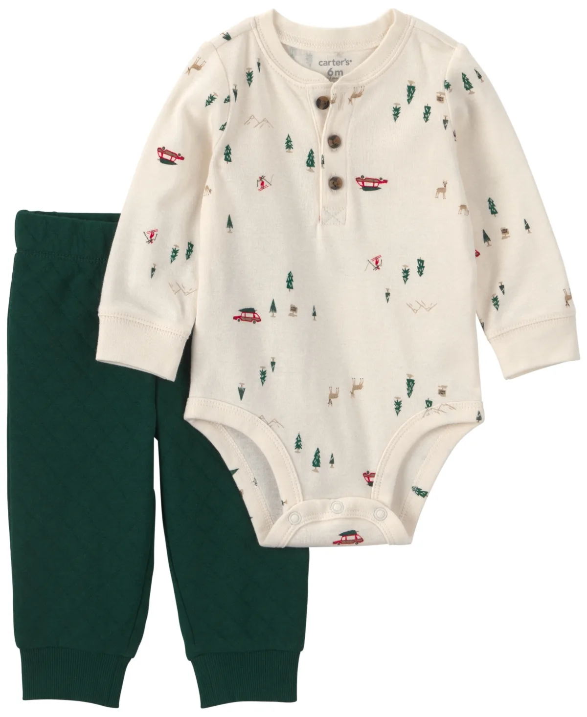 Woodland Long-Sleeve Quilted Bodysuit and Pants, 2-Piece Set by Carter's