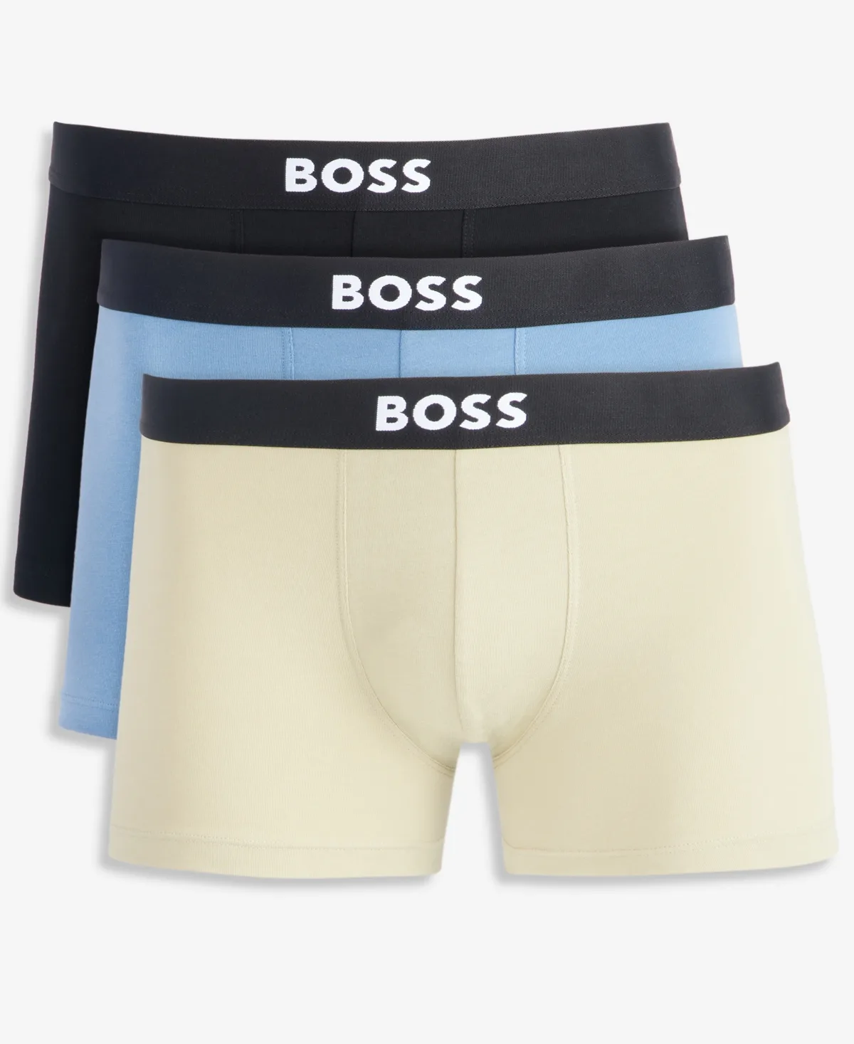 Boss One Cotton-Blend Exposed Logo Waistband Trunks, 3-Pack by Hugo Boss