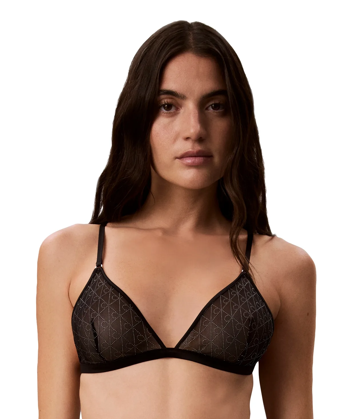 Minimalist Emblem Unlined Mesh Triangle Bra by Calvin Klein
