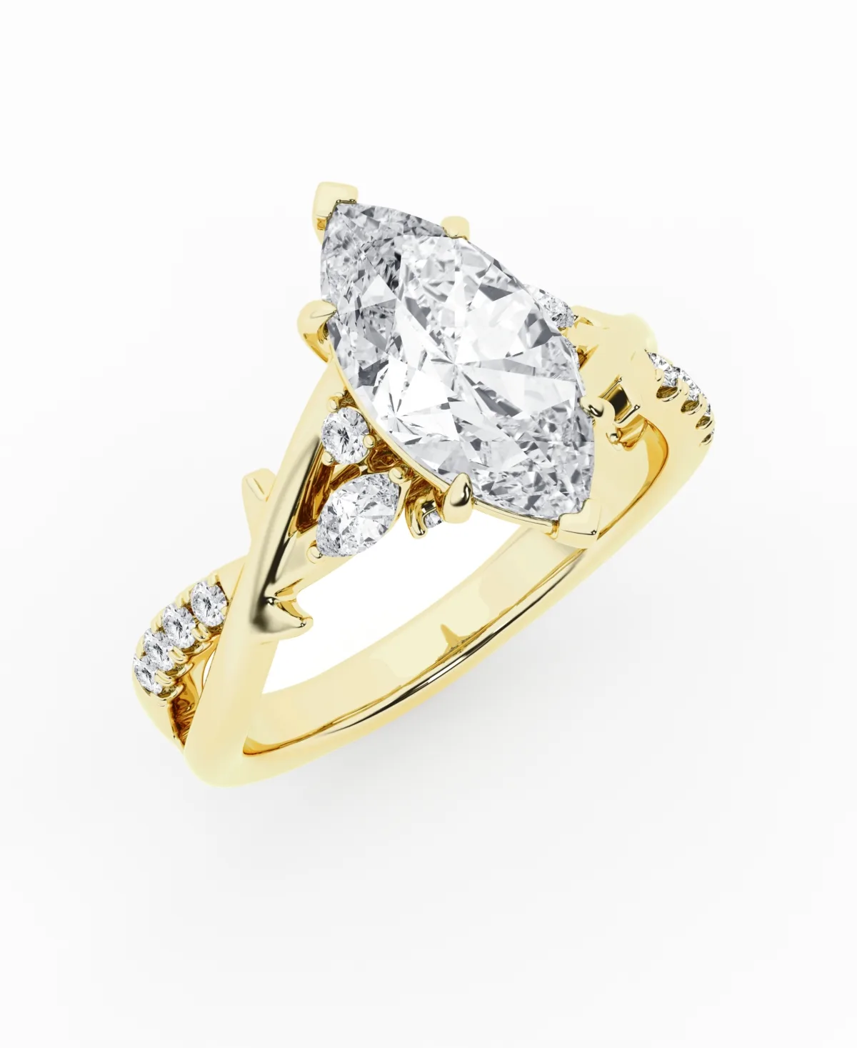 Lab-Grown Certified Marquise Diamond Ring (3-1/2 ct. t.w.) in 14k Yellow Gold