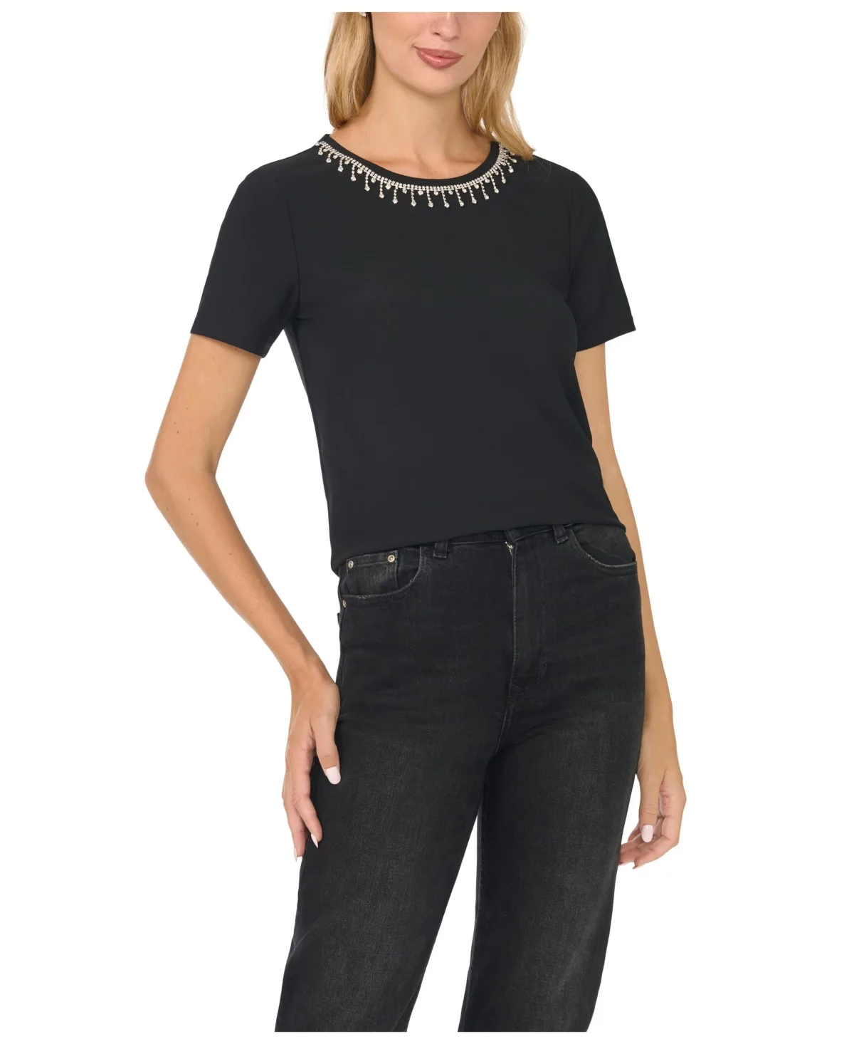 Embellished Short-Sleeve Crewneck T-Shirt