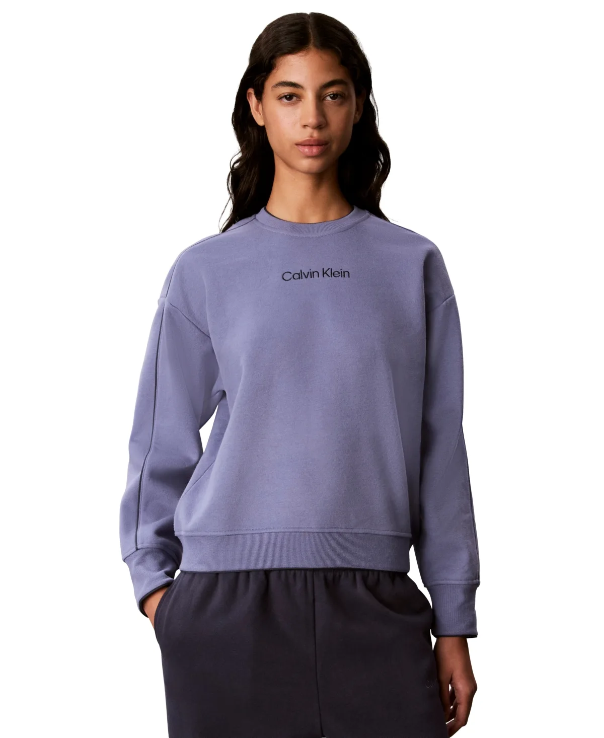 Piped Crew Long-Sleeve Sweatshirt by Calvin Klein