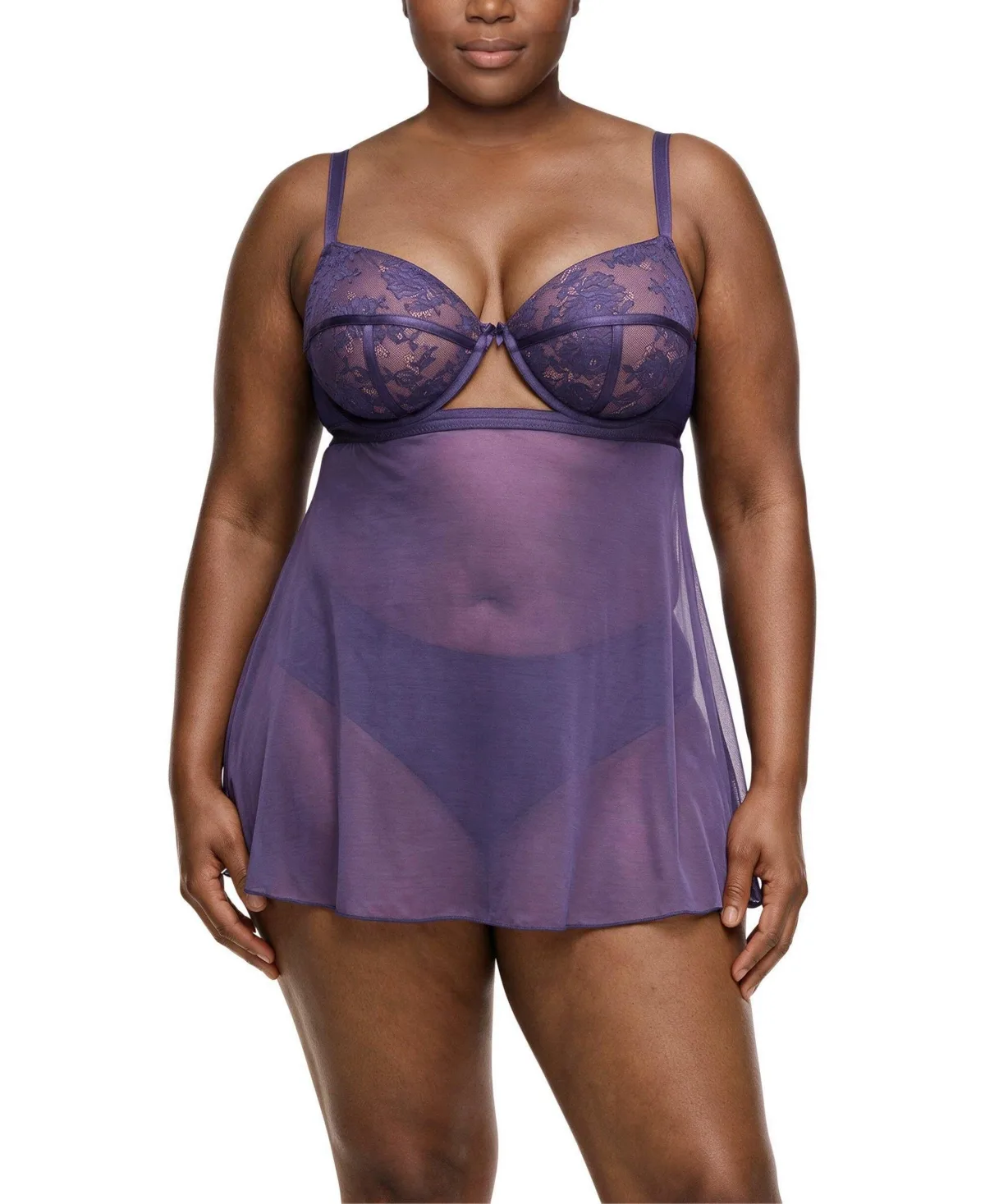 Nadia Lace and Mesh Underwire Open-Back Babydoll by Torrid