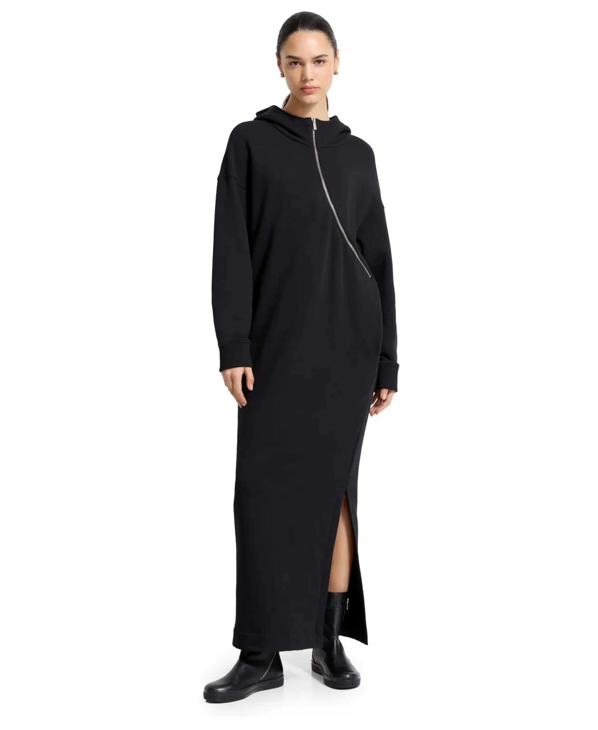 Pell Hooded Zip Cotton-Blend Sweatshirt Maxi Dress by Marcella