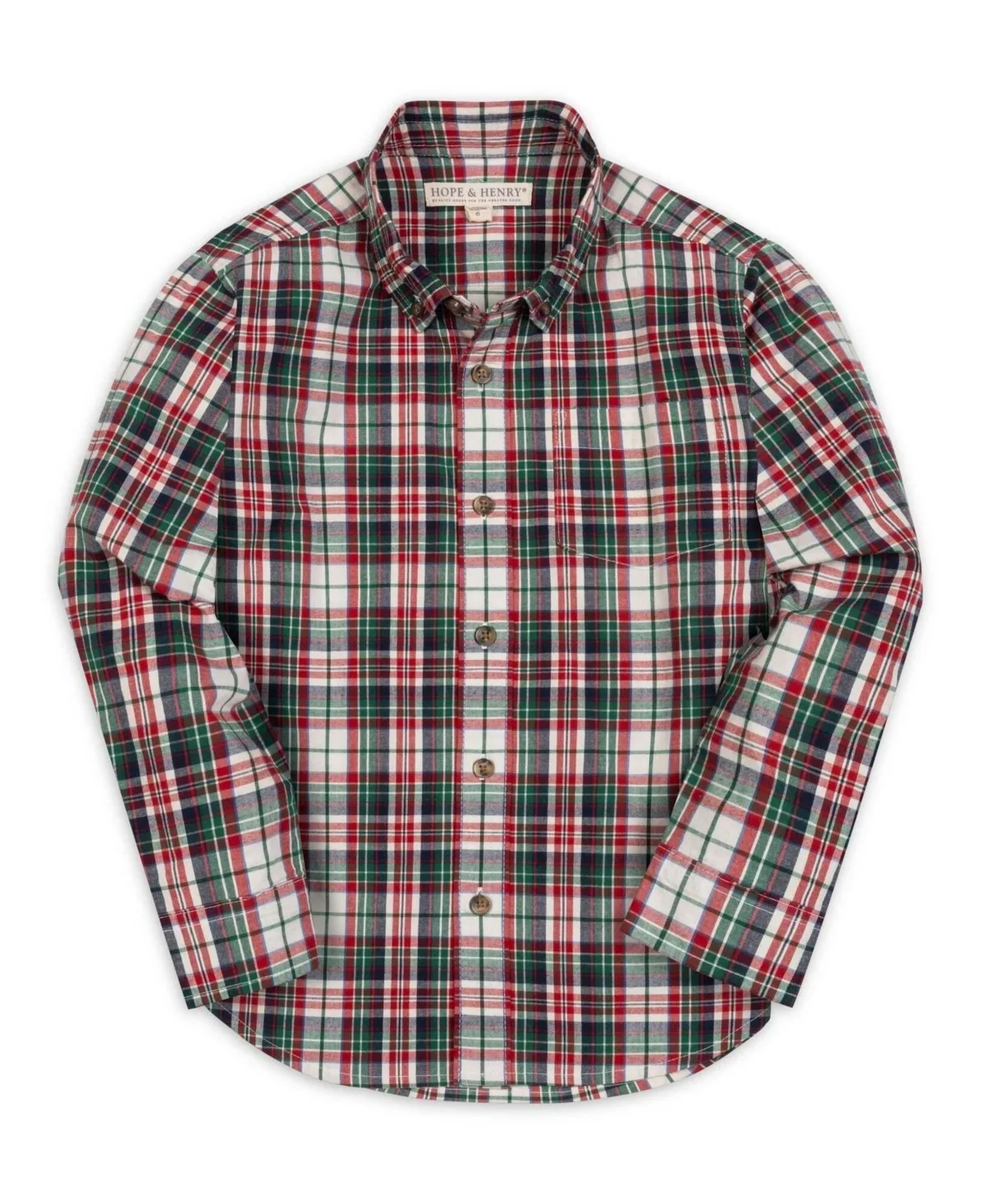 Hope & Henry Button-Down Organic-Cotton Plaid Long-Sleeve Shirt by Hope & Henry
