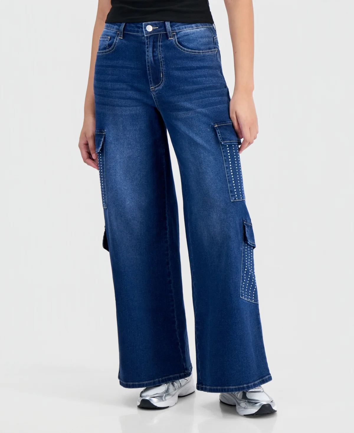 High-Rise Wide-Leg Cargo Jeans by Madden Girl