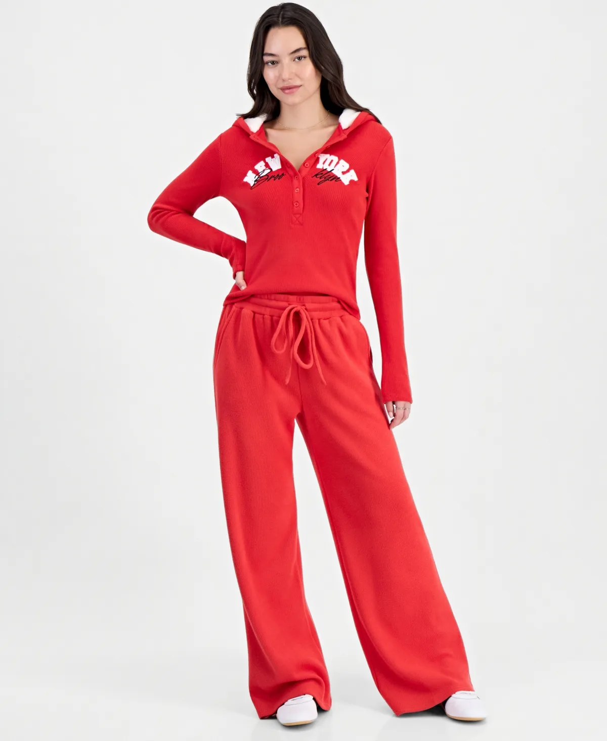 Wide Wide-Leg Cozy Waffle Knit Pants by Madden Girl