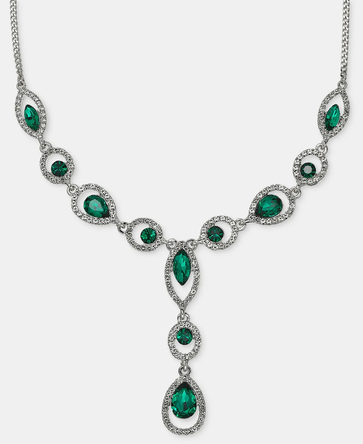 Glass Crystal Jet Statement Mixed Metal Y Necklace, 16" by GIVENCHY