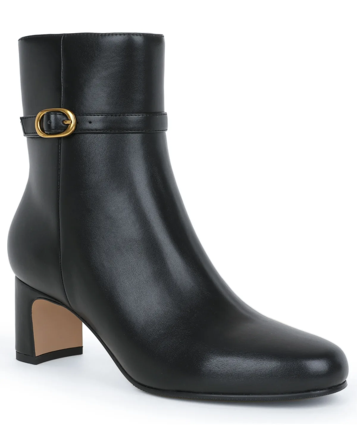 Faux Leather Block Heel Round Toe Ankle Booties