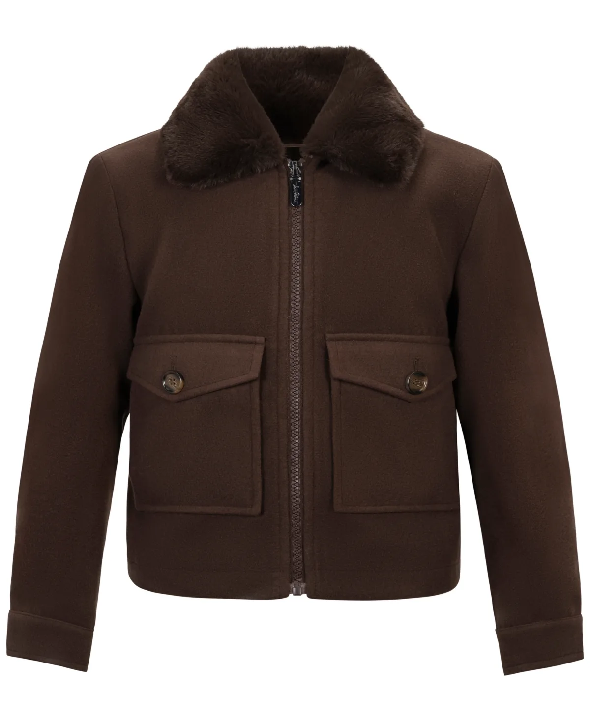 Cropped Bomber Faux Wool Jacket by Sam Edelman