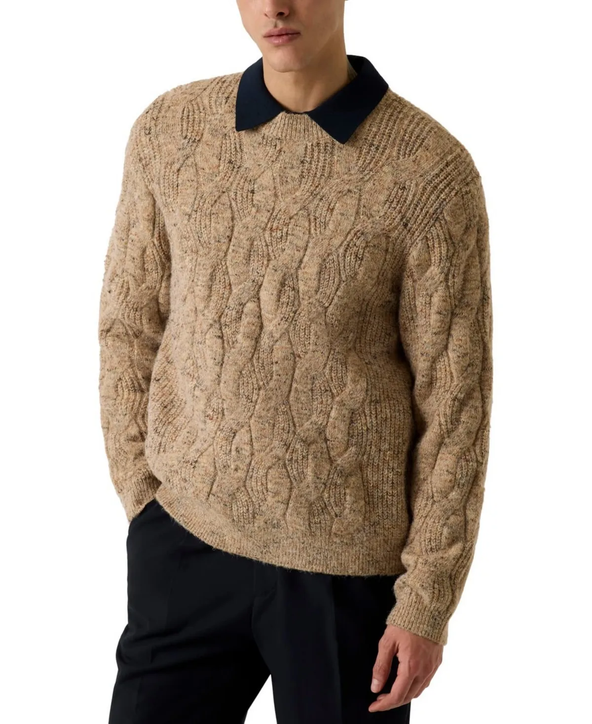 Cooper Cable-Knit Crewneck Sweater by GUESS