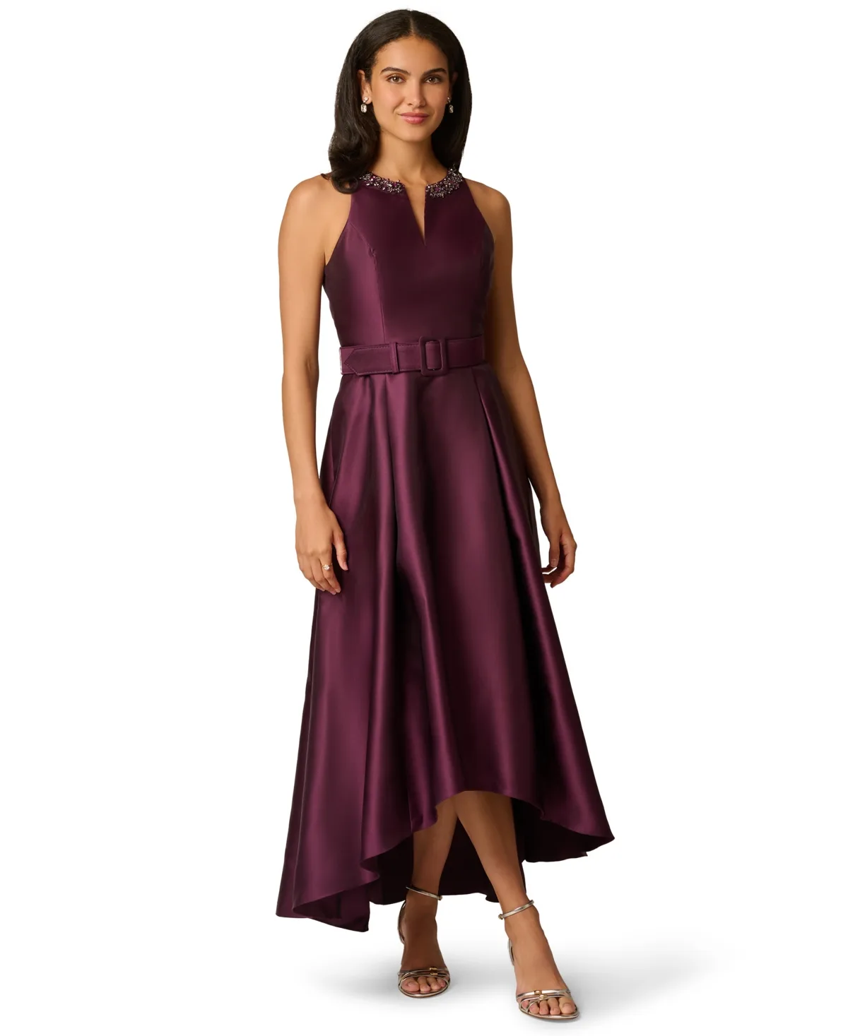 Pino Noir High-Low Beaded Gown by Adrianna Papell