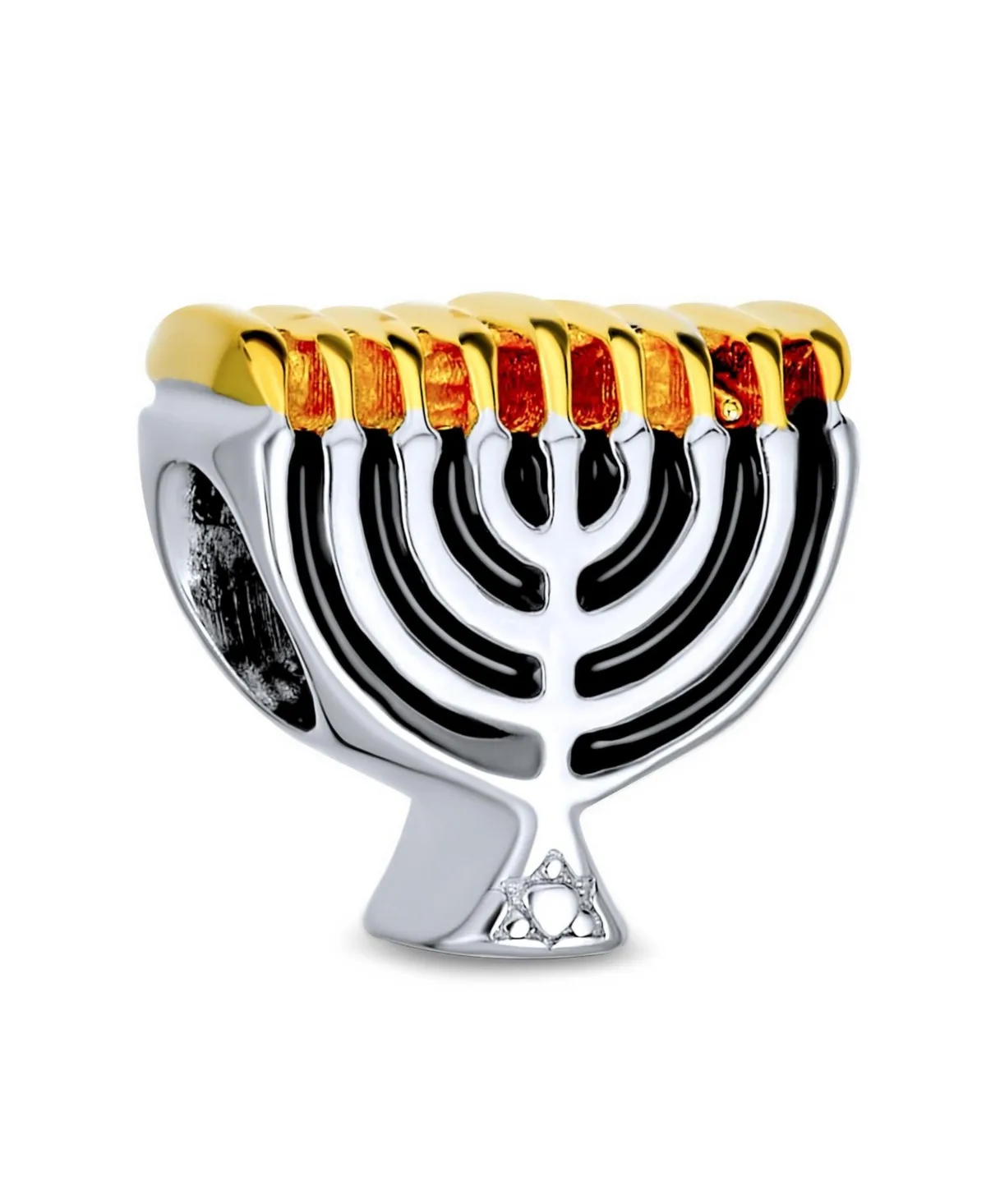 Judaic Chanukah Menorah Charm Bead for Bracelet Gold Plated Sterling Silver by Bling Jewelry