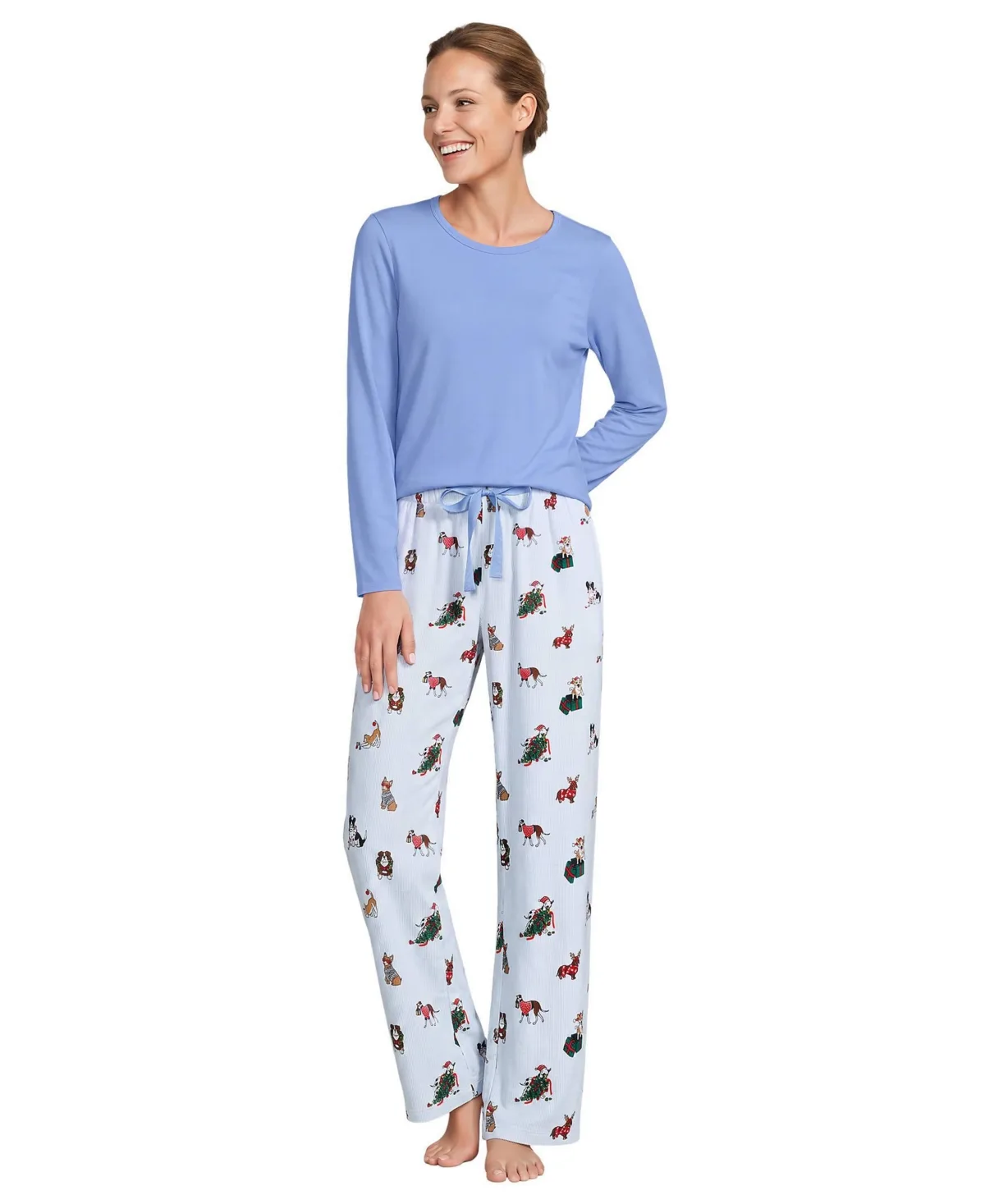 Pajama Gift Set - Knit Long Sleeve Top and Flannel Pants