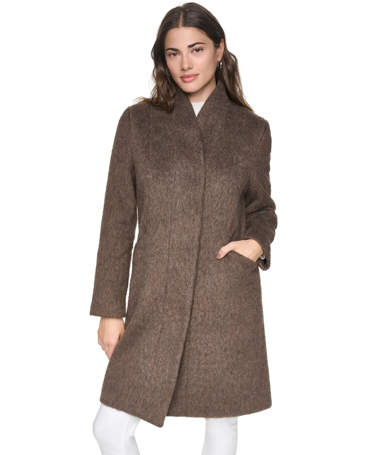 Addison Eyelash Wool-Blend Longline Coat by Andrew Marc