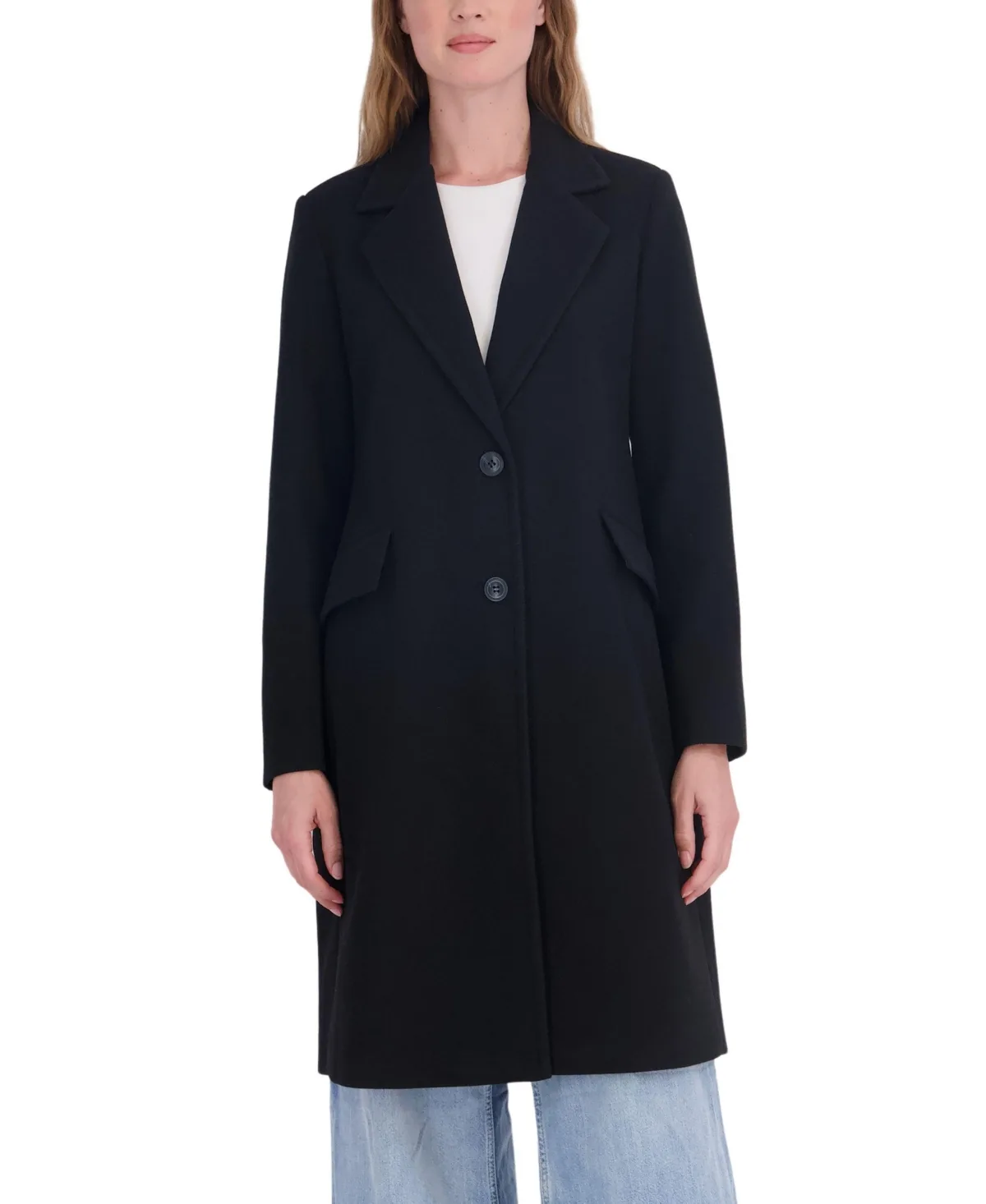 3/4 Faux Wool Single Breasted Coat by Sebby Collection