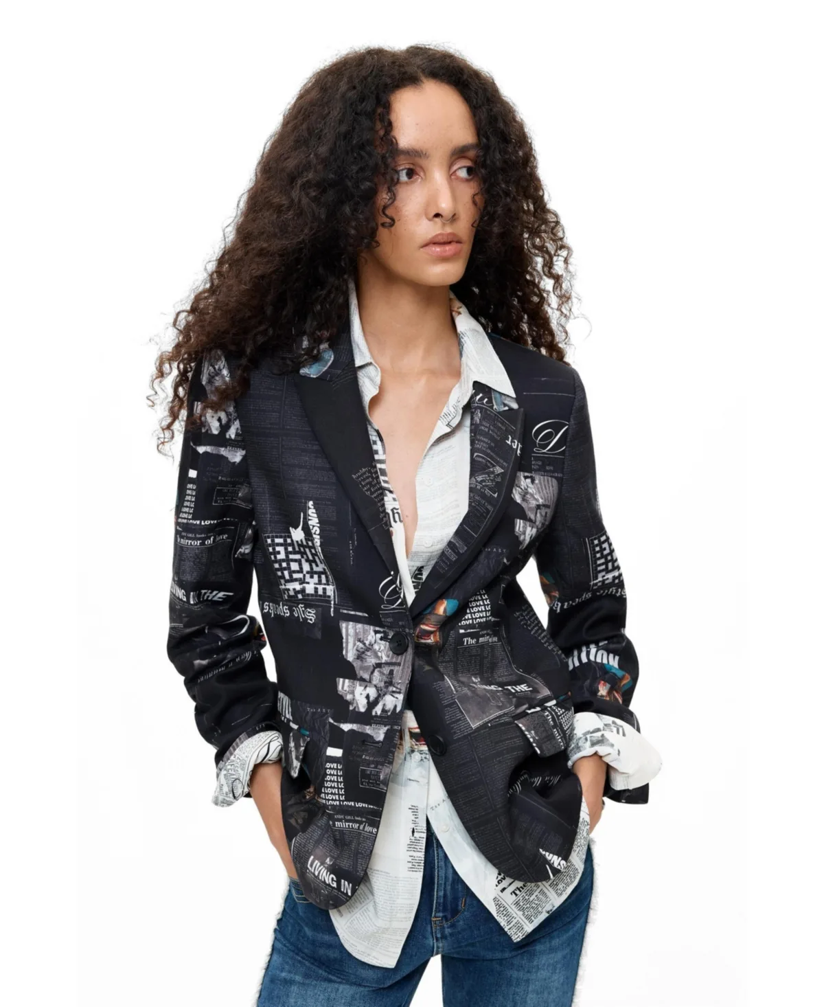 Patchwork Printed Blazer by Desigual