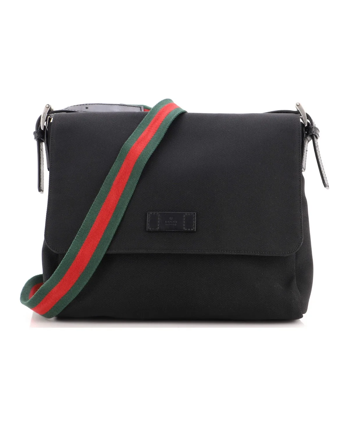 Pre-Owned Gucci Medium Web Strap Messenger Bag Techno Canvas by Gucci