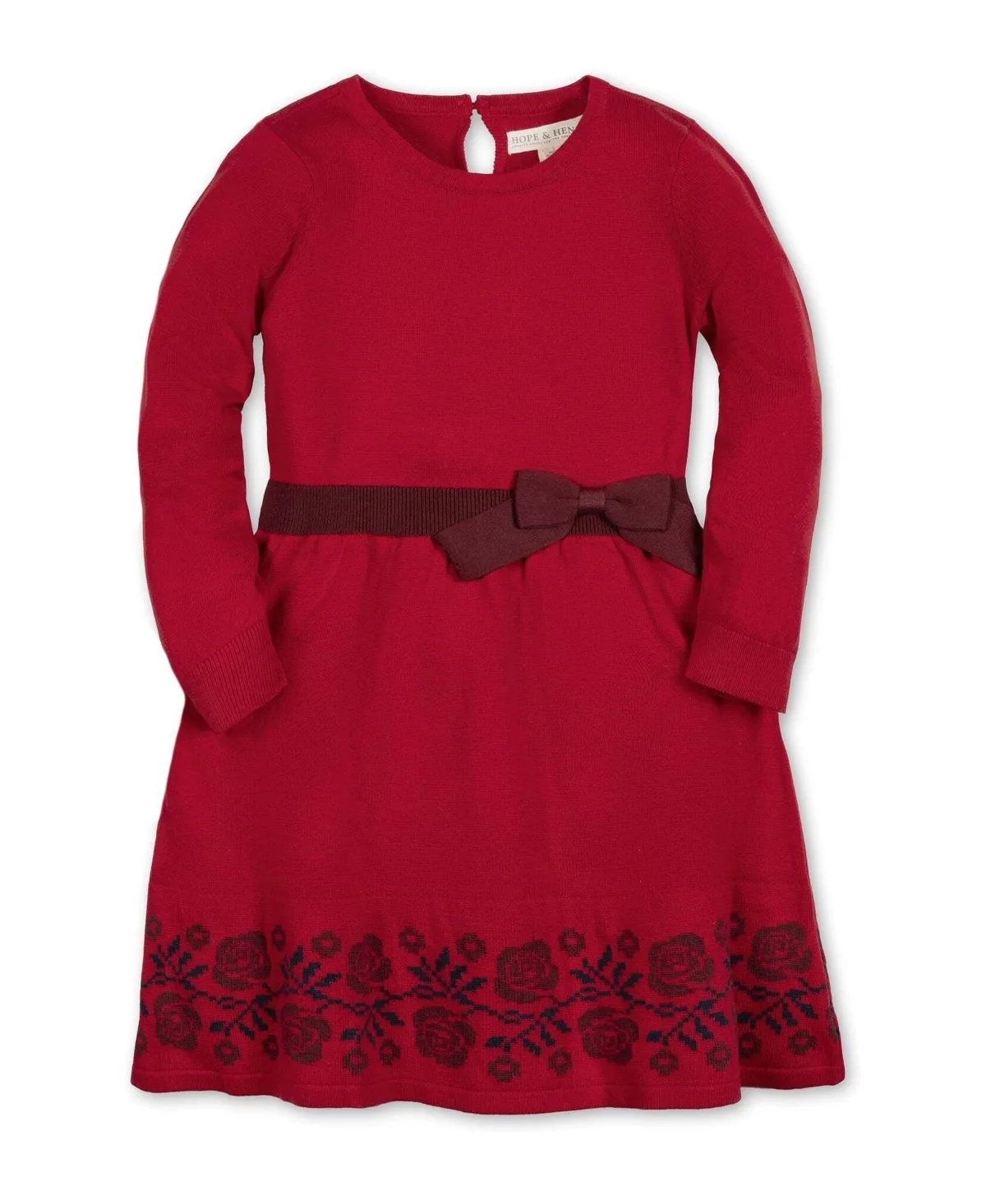 Long-Sleeve Skater Sweater Dress with Bow by Hope & Henry