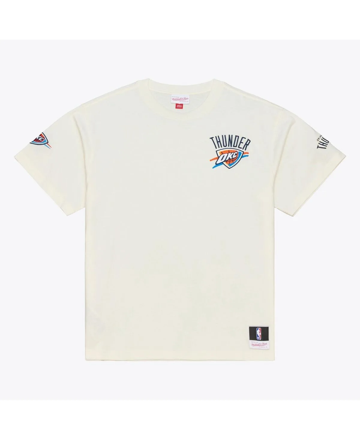 Oklahoma City Thunder Hardwood Classics Chainstitch Premium T-Shirt by Mitchell & Ness