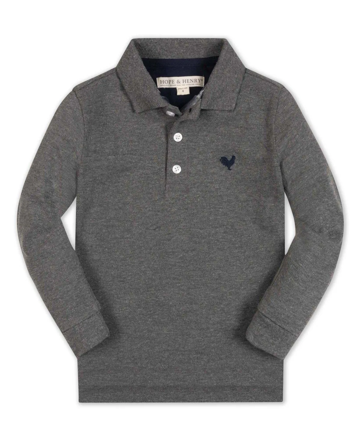 Long-Sleeve Cotton Pique Polo Shirt by Hope & Henry