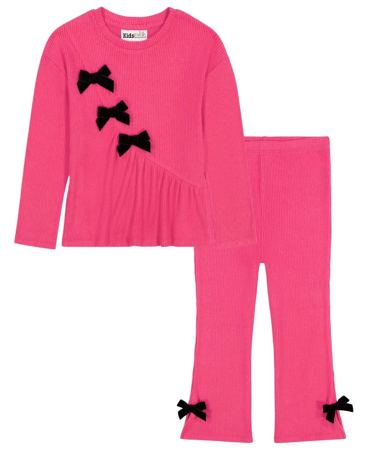 Long-Sleeve Bow-Detailed Tunic and Flare-Leg Pants, 2-Piece Set by Kids Headquarters