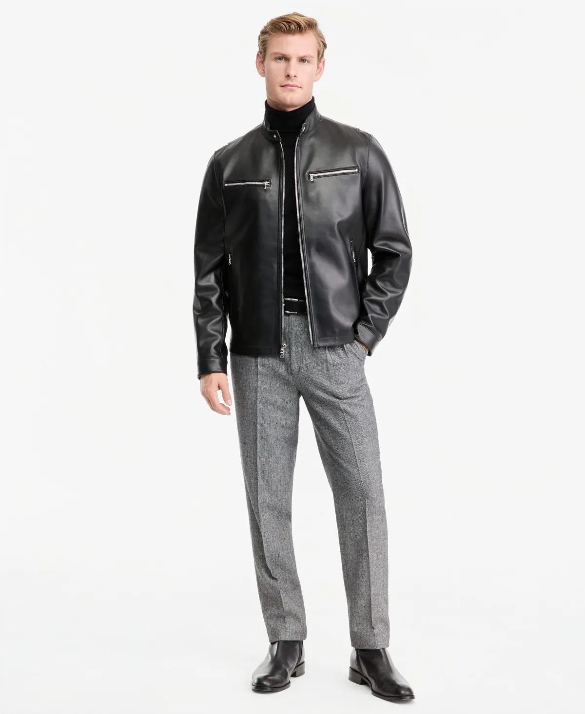 Genuine Leather Double-Zip Moto Jacket by MICHAEL Michael Kors