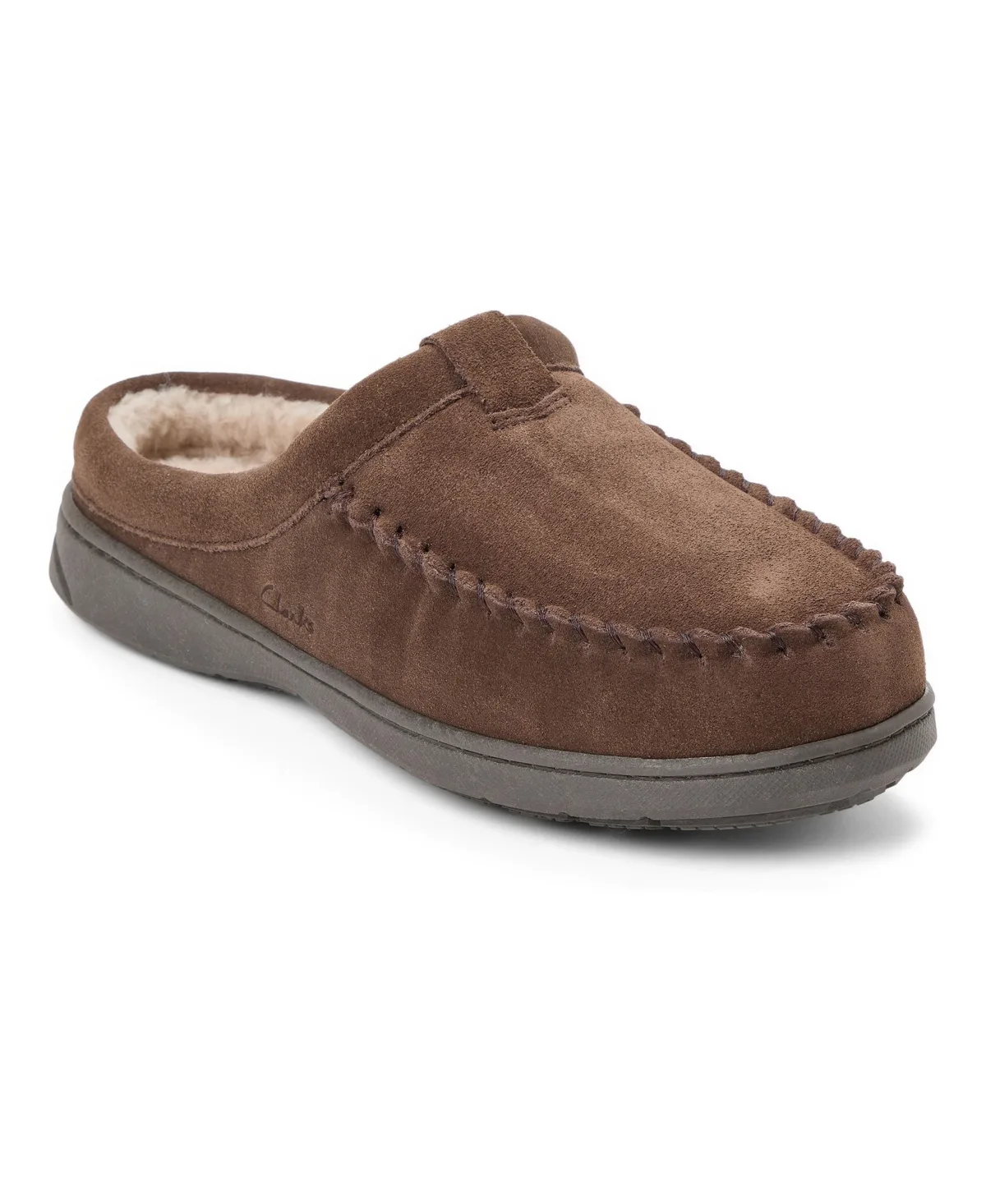 Cow Suede Memory Foam Moc Toe Slippers by Clarks