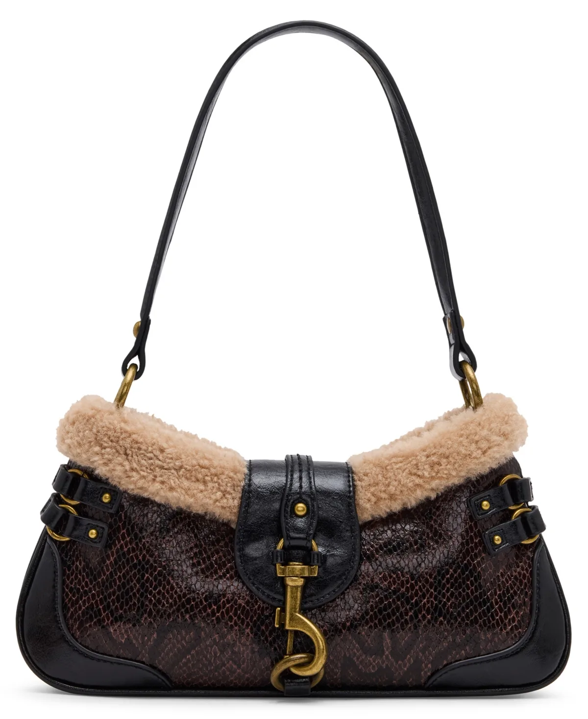 Bvexa-T Faux Leather Snakeskin Sherpa Collar Small Shoulder Bag by Steve Madden