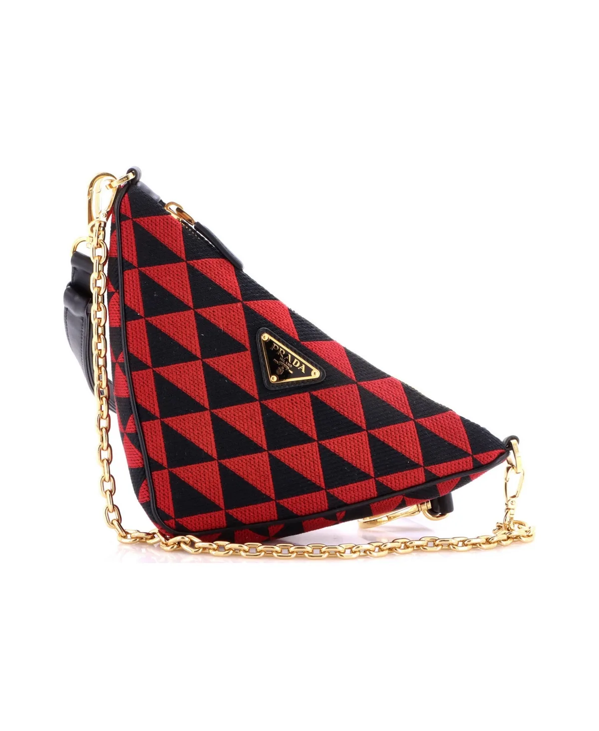 Pre-Owned Prada Mini Symbole Triangle Bag Leather and Jacquard by Prada