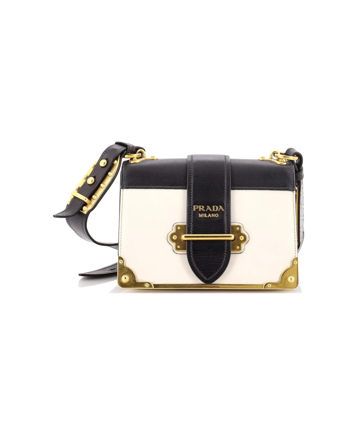 Pre-Owned Prada Small Cahier Crossbody Bag Leather and Saffiano Leather