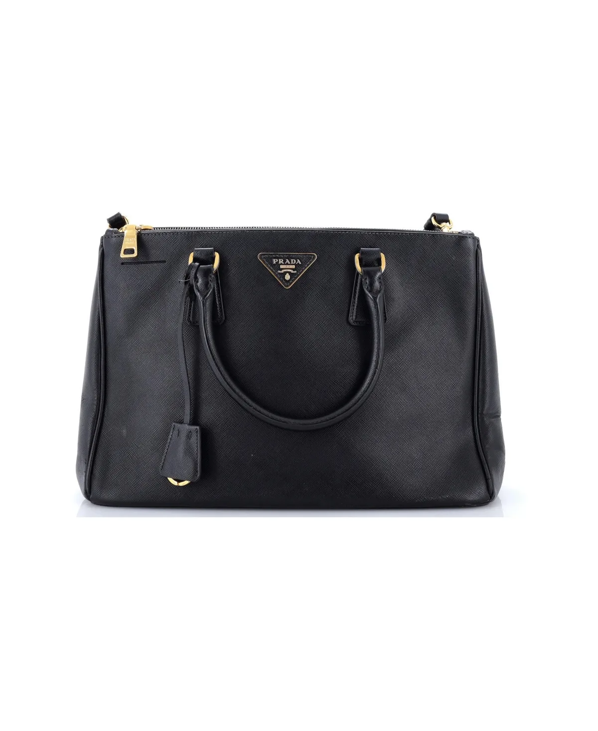 Pre-Owned Prada Medium Double Zip Lux Tote Saffiano Leather by Prada
