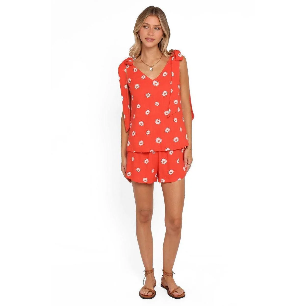 Varity Floral V-Neck Pull-On Top and Shorts, 2-Piece Set by Petal and Pup