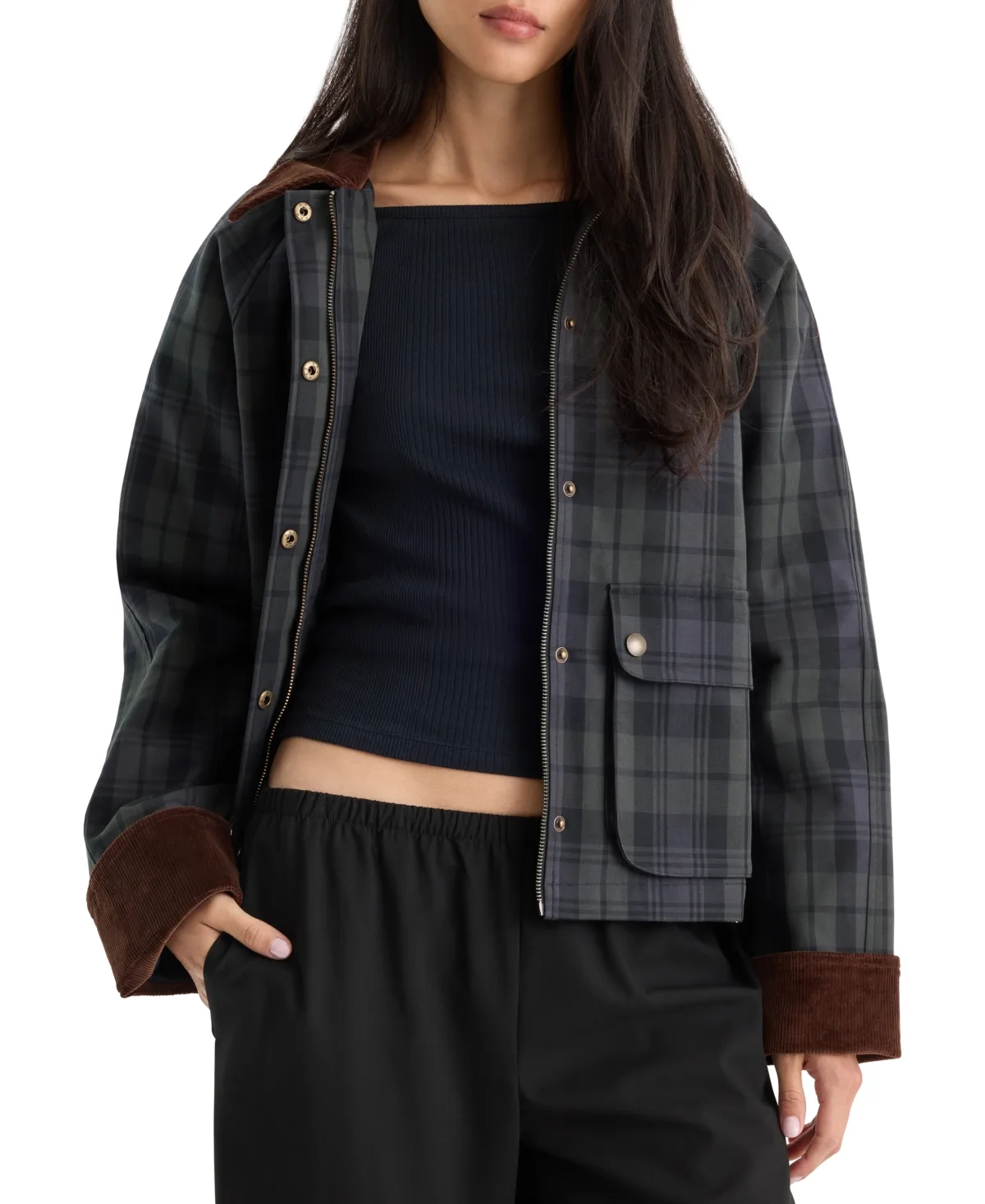 Collared Cotton Barn Jacket by GOOD AMERICAN