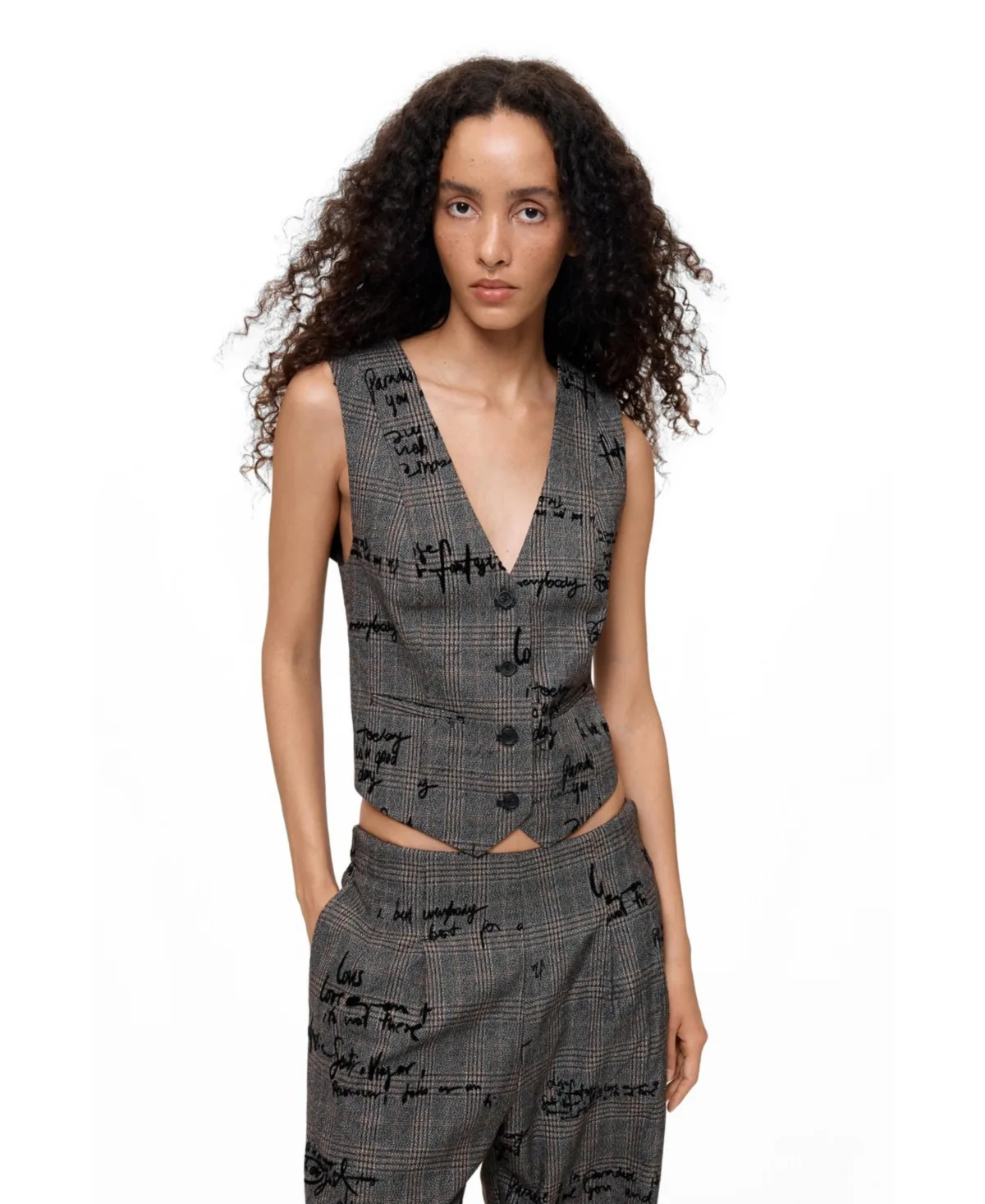 Checkered Vest with Lettering by Desigual