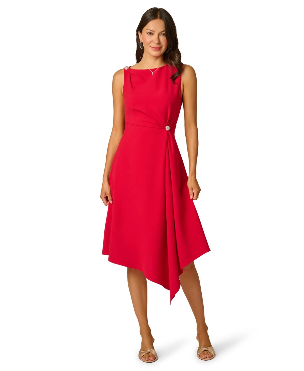Asymmetrical Draped Boat Neck Dress