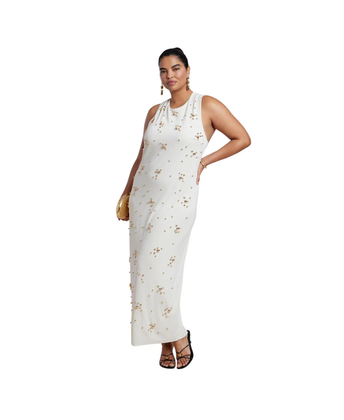Stud-Embellished Maxi Tie-Back Dress by Eloquii
