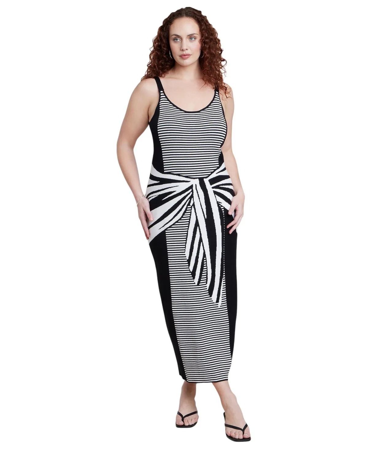 Scarf-Print Fitted Knit Maxi Dress by Eloquii