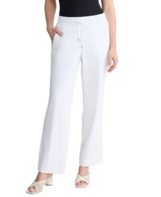 Pull on Linen Blend Straight Leg Pants by Jones New York