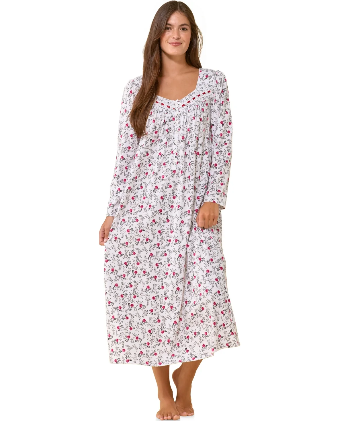 Long-Sleeve Sweetheart Nightgown by Eileen West
