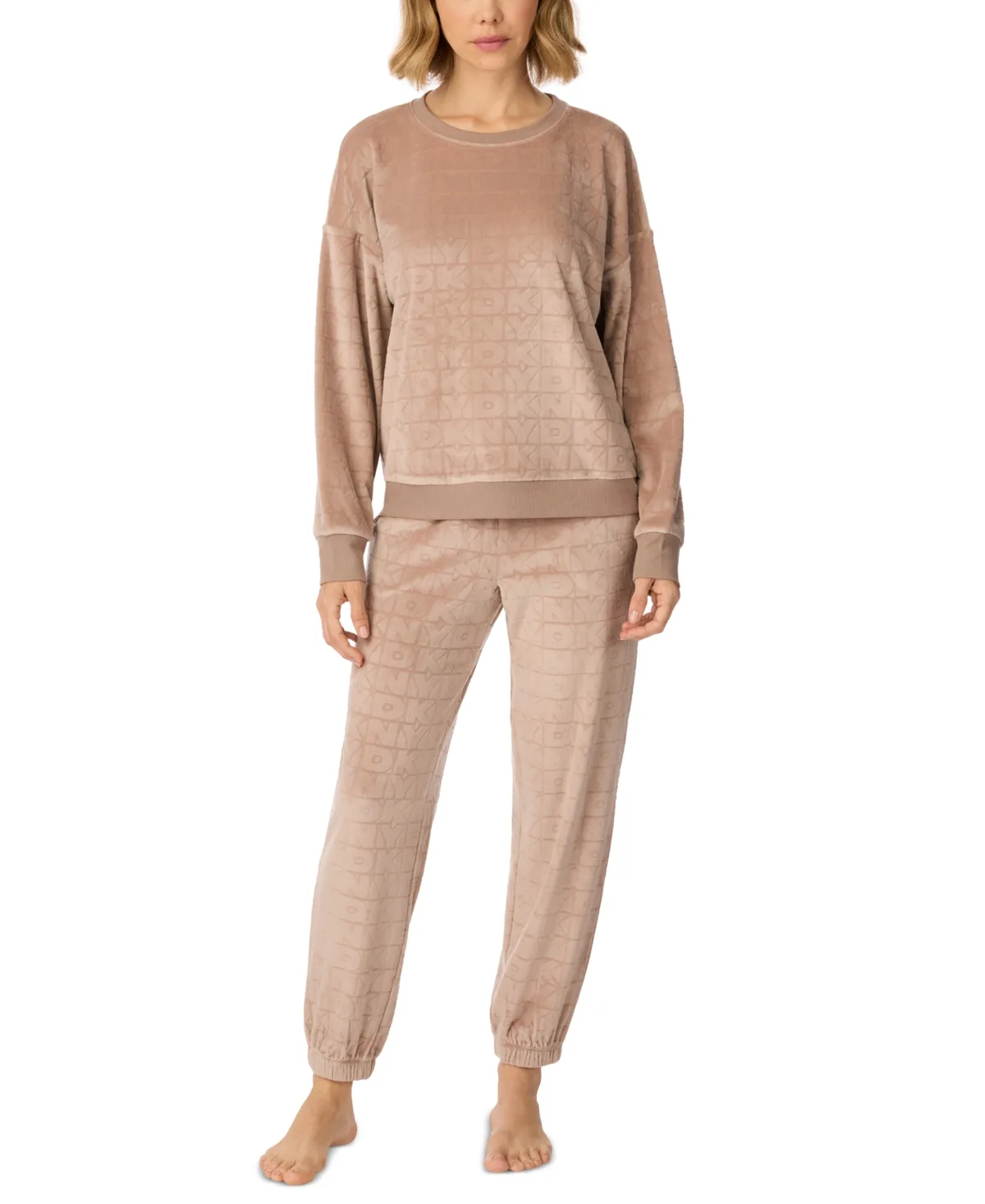 Plush-Knit Long-Sleeve Top and Jogger Pants, 2-Piece Set by DKNY